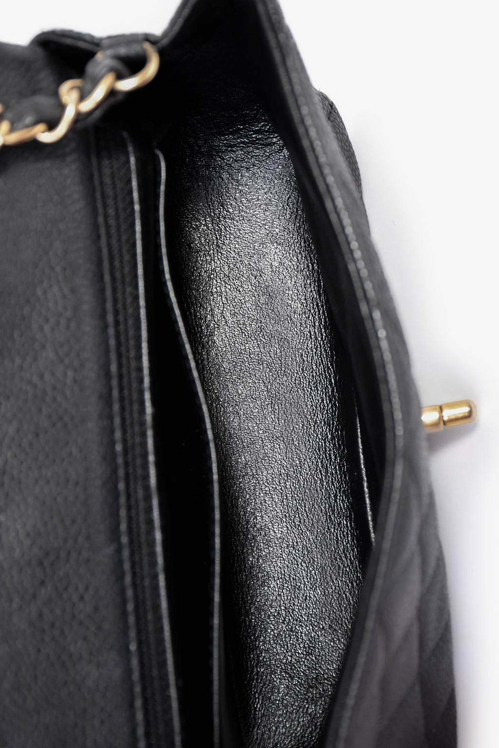 Pre-Loved Chanel™ 2014/15 Black Caviar Rectangular Mini Top Handle Flap Bag with Chain Strap