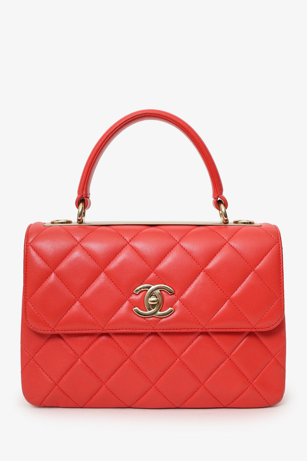 Pre-Loved Chanel™ 2019 Red Leather Trendy CC Small Top Handle