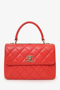 Pre-Loved Chanel™ 2019 Red Leather Trendy CC Small Top Handle