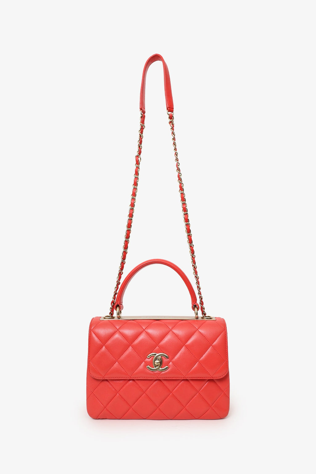 Pre-Loved Chanel™ 2019 Red Leather Trendy CC Small Top Handle