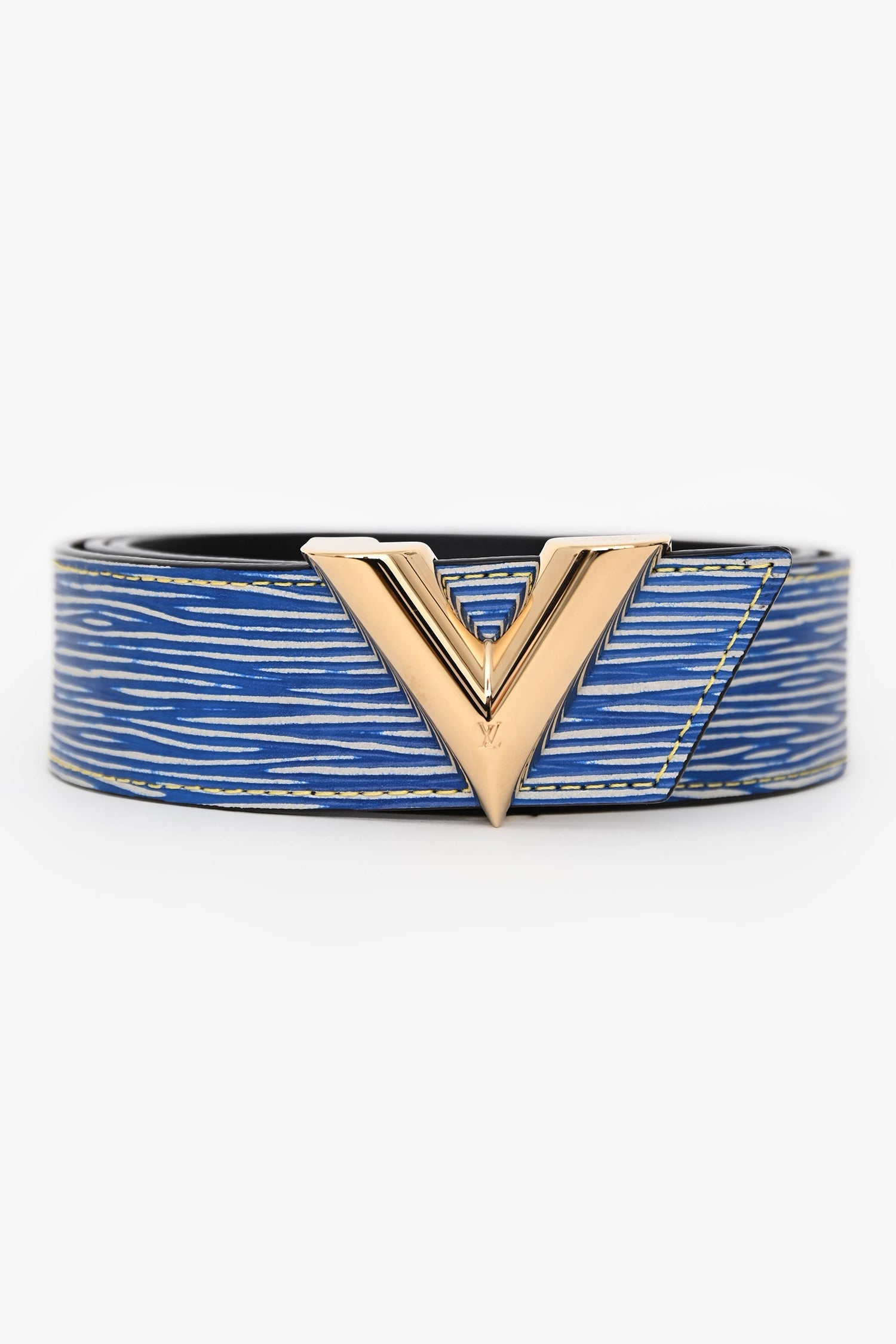 Louis Vuitton 2016 Blue Epi Leather V Belt Size 85/34