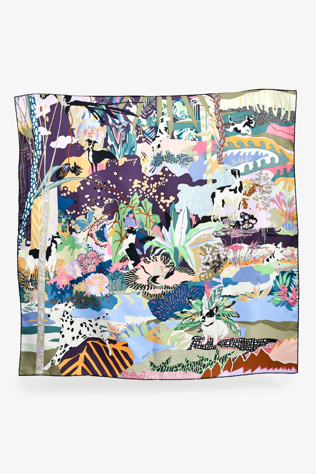 Hermès Purple Silk 'En Liberte' Scarf 90