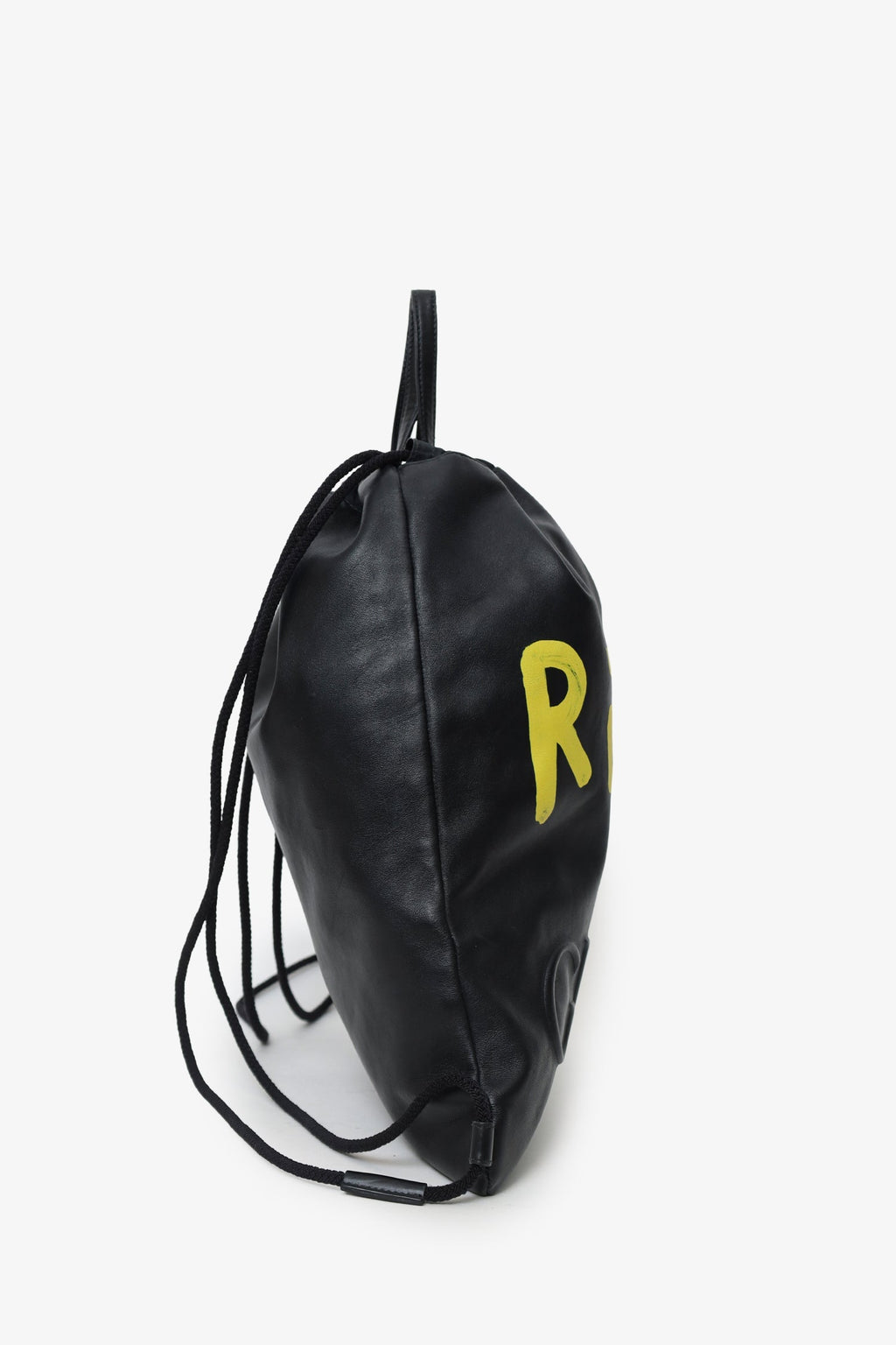 Gucci Black Leather Ghost Printed "Real" Drawstring Backpack