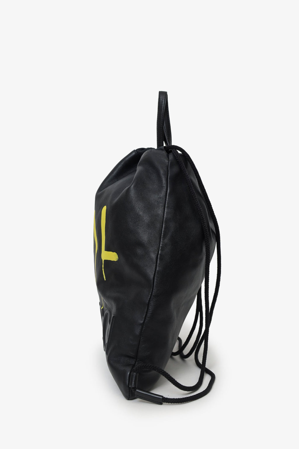 Gucci Black Leather Ghost Printed "Real" Drawstring Backpack