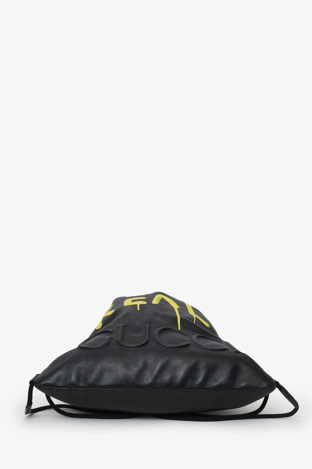 Gucci Black Leather Ghost Printed "Real" Drawstring Backpack