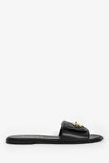 Pre-Loved Chanel™ Black Leather Quilted Interlocking CC Slides Size 38