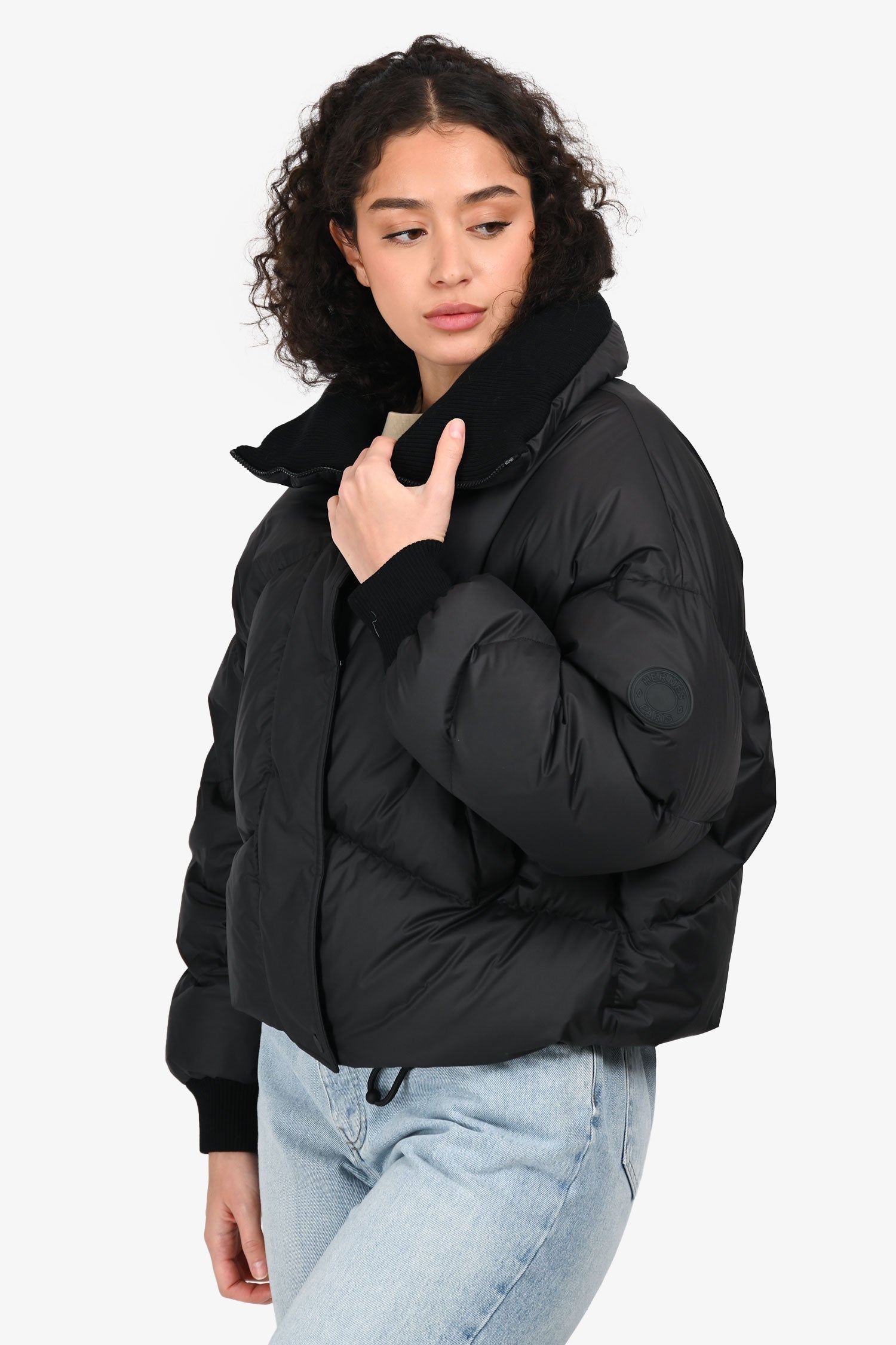 Hermès Black Down Puffer Jacket Size 34