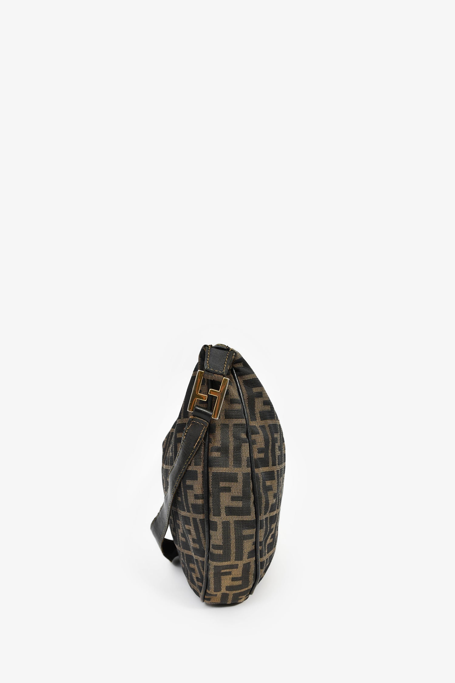 Fendi Brown Canvas Zucca FF Shoulder Bag