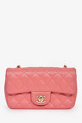 Pre-Loved Chanel™ 2014 Valentine Charms Edition Pink Quilted Lambskin Mini Rectangular Flap Bag