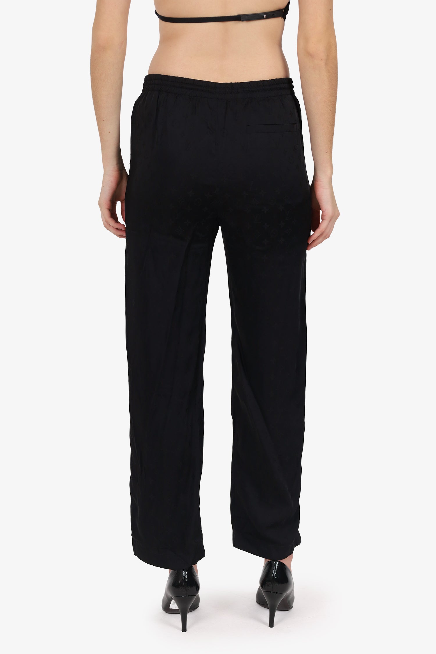 Louis Vuitton Black Monogram Front Slit Pants Size 38
