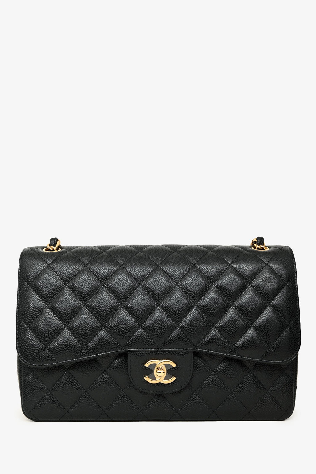 Pre-Loved Chanel™ 2017/18 Black Caviar Leather Jumbo Double Flap Bag