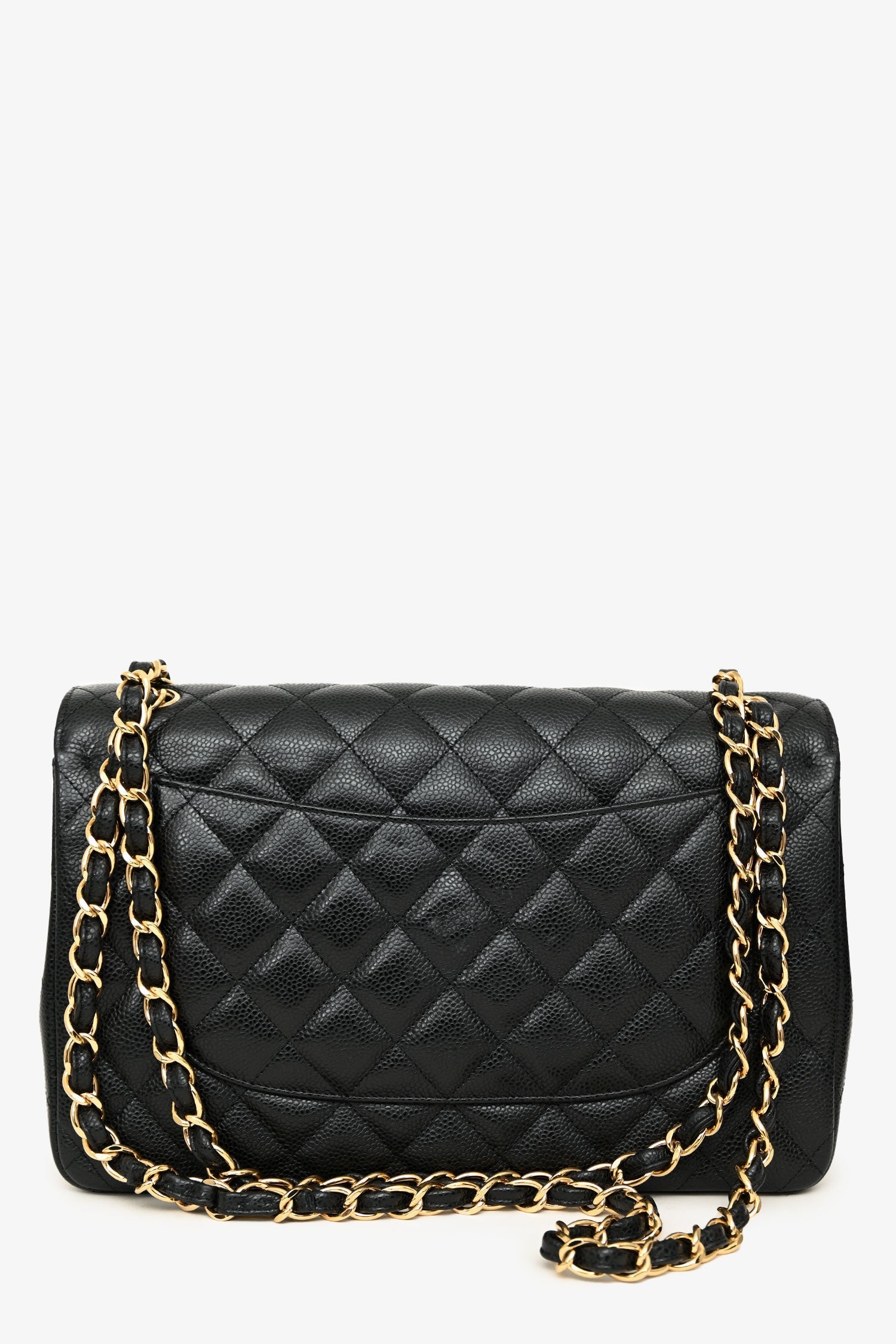 Pre-Loved Chanel™ 2017/18 Black Caviar Leather Jumbo Double Flap Bag