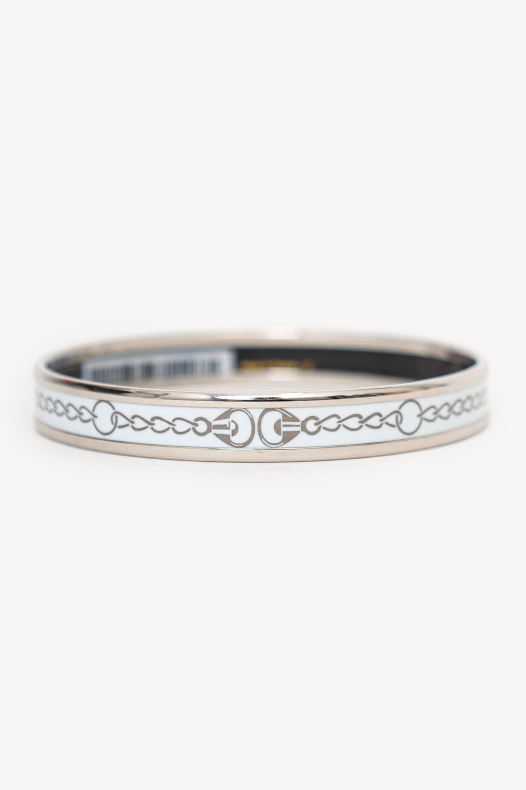 Hermès Silver Tone/White Bangle
