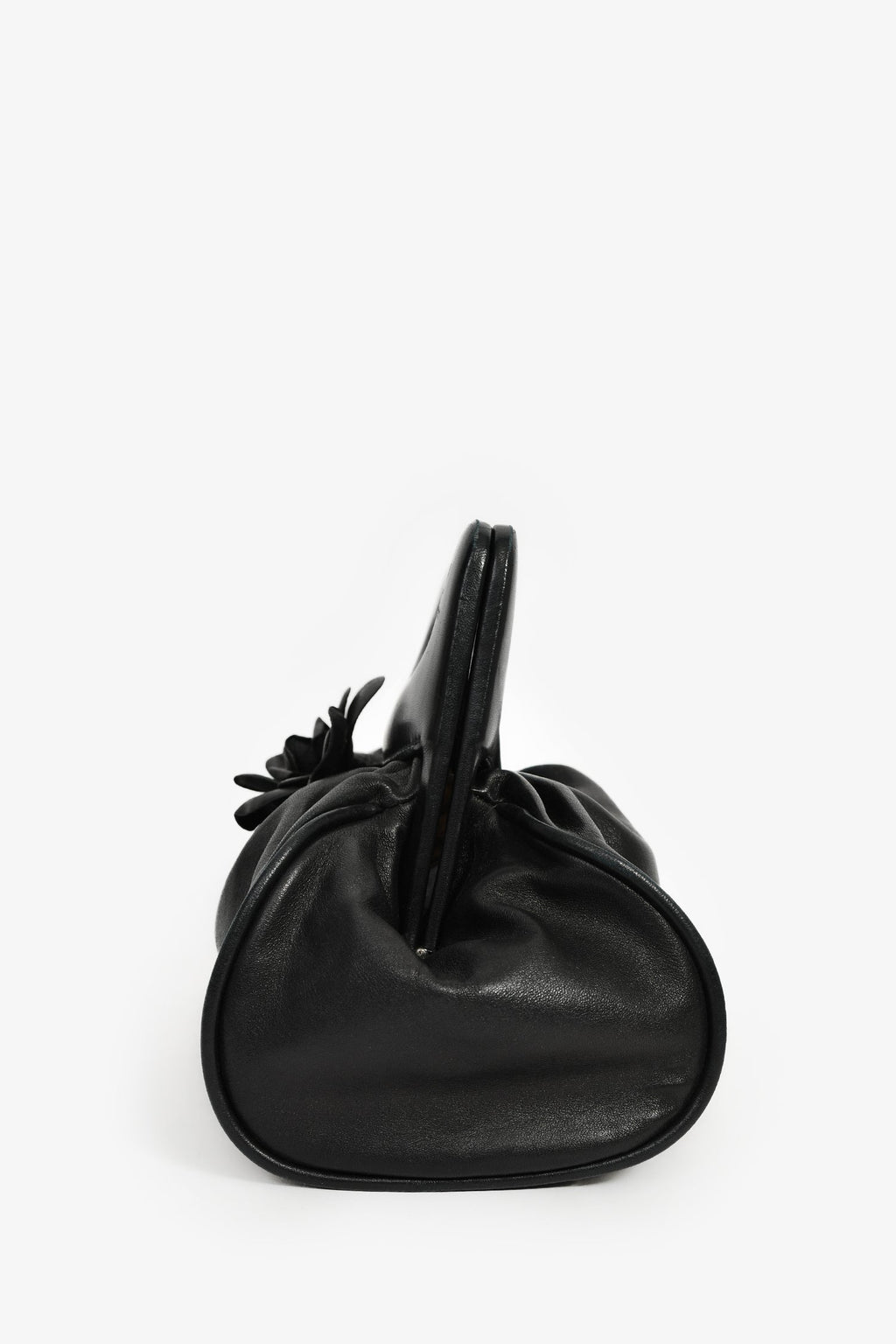 Pre-Loved Chanel™ Vintage Black Leather Camellia Frame Clutch Bag