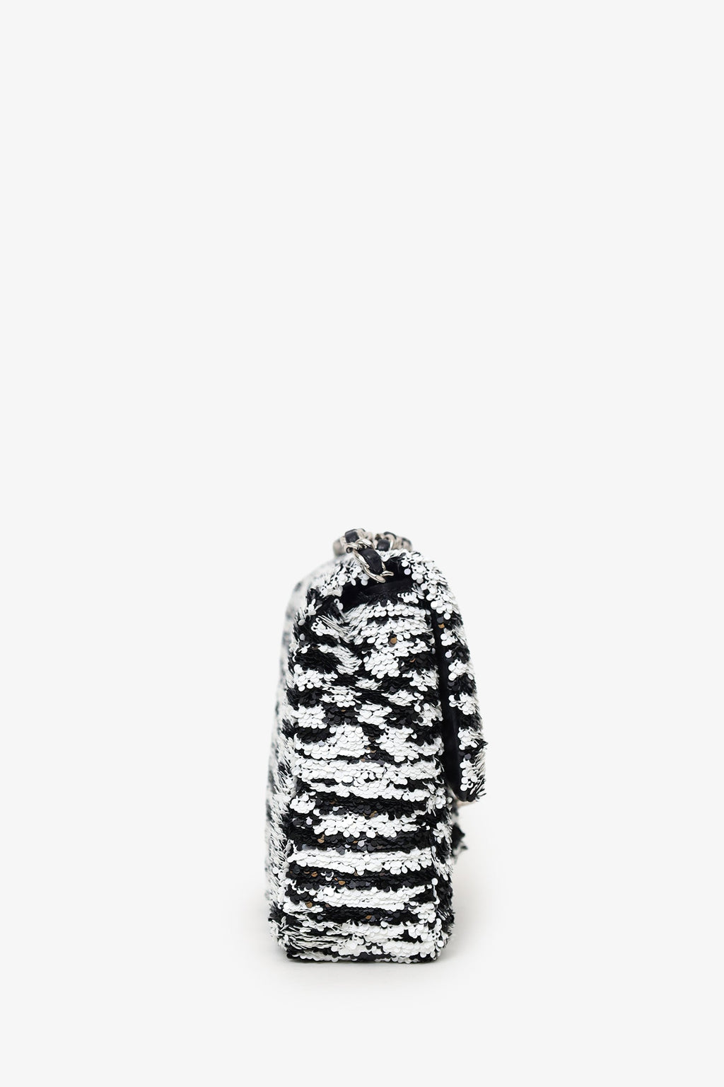 Pre-Loved Chanel™ 24S Black/White Sequins CC Mini Single Flap Bag