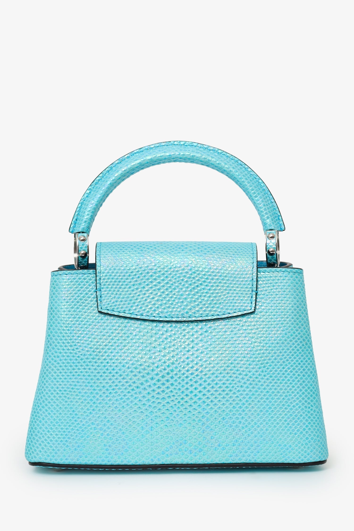 Louis Vuitton Blue Metallic Python Leather Mini Capucines with Strap