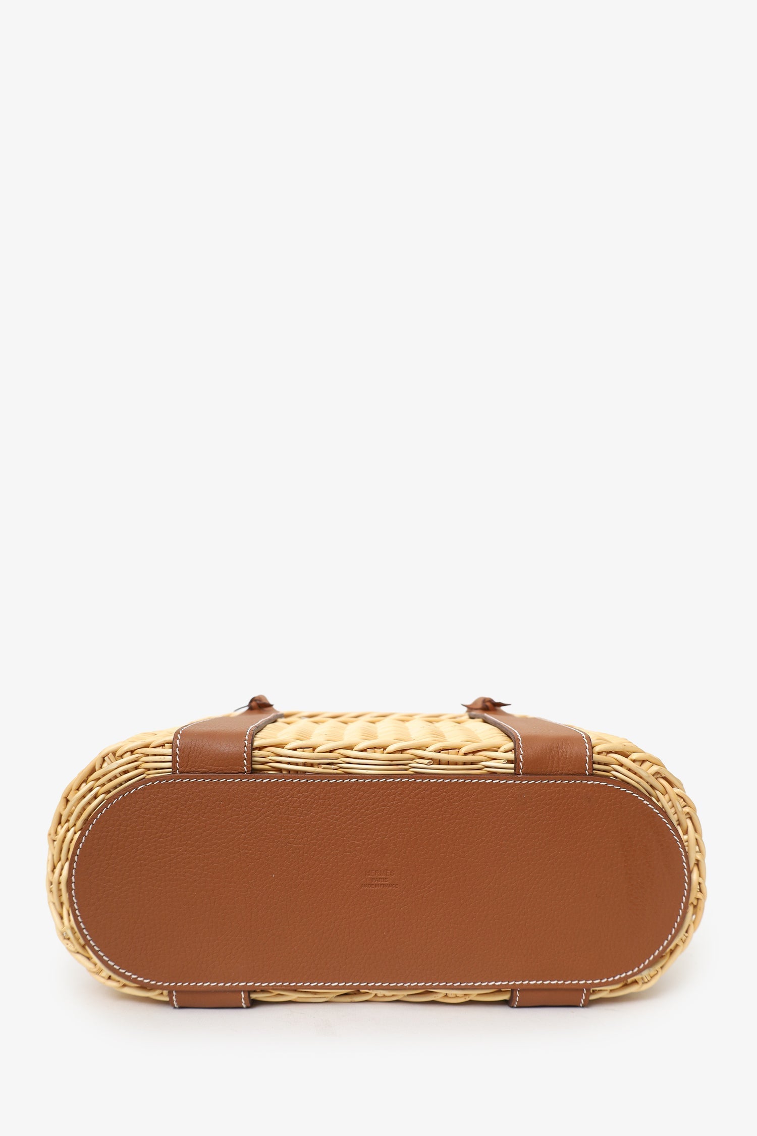 Hermès 2022 Beige/Brown Wicker/Taurillon Leather Park Bottle Basket