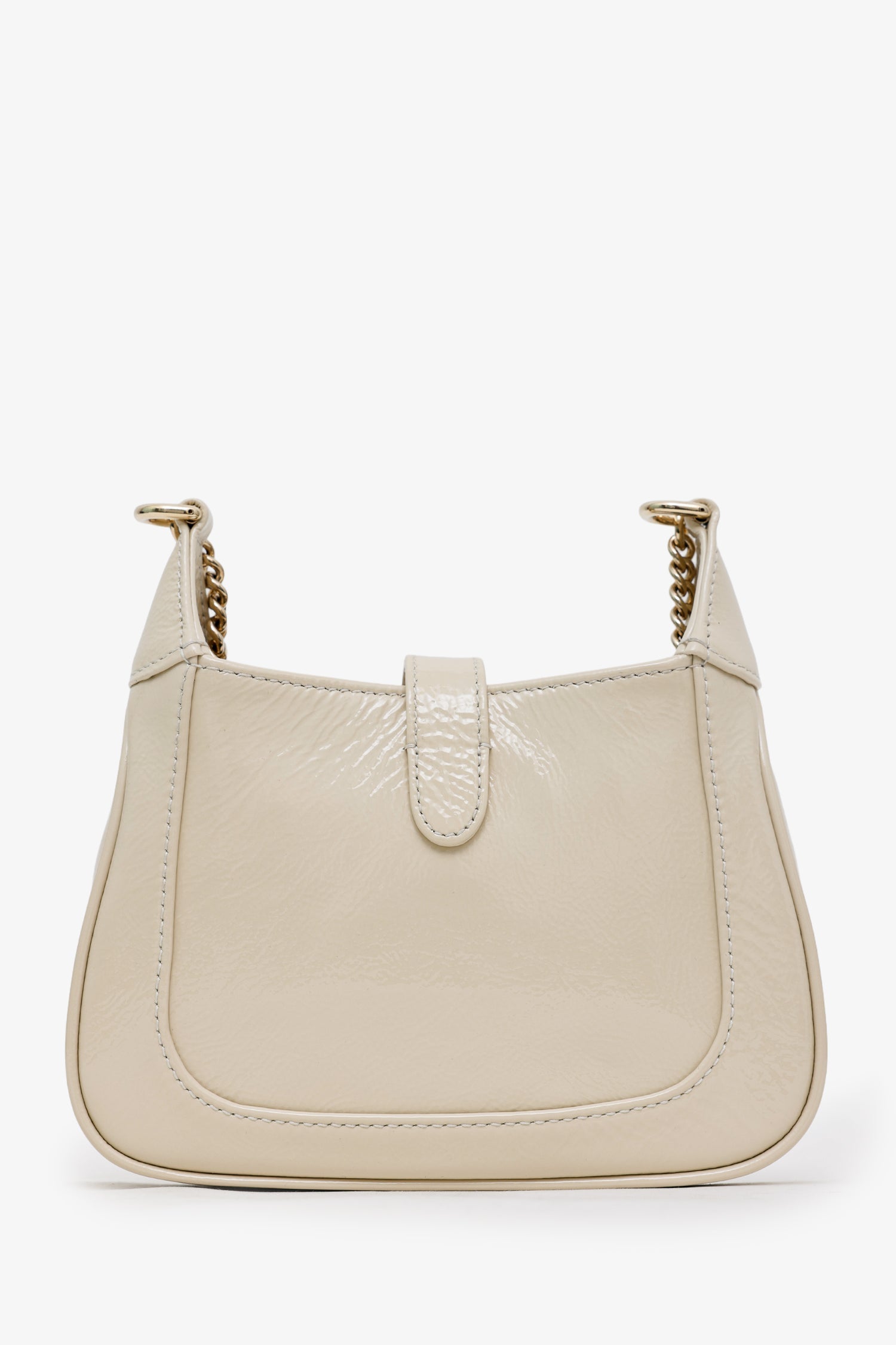 Gucci Ivory Patent Leather Mini Jackie Notte Chain Bag