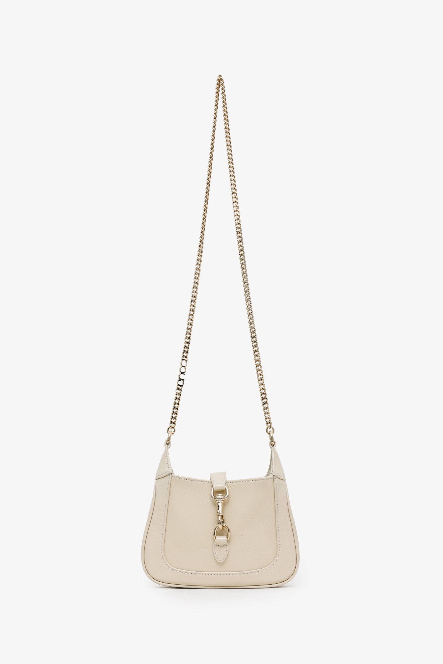 Gucci Ivory Patent Leather Mini Jackie Notte Chain Bag