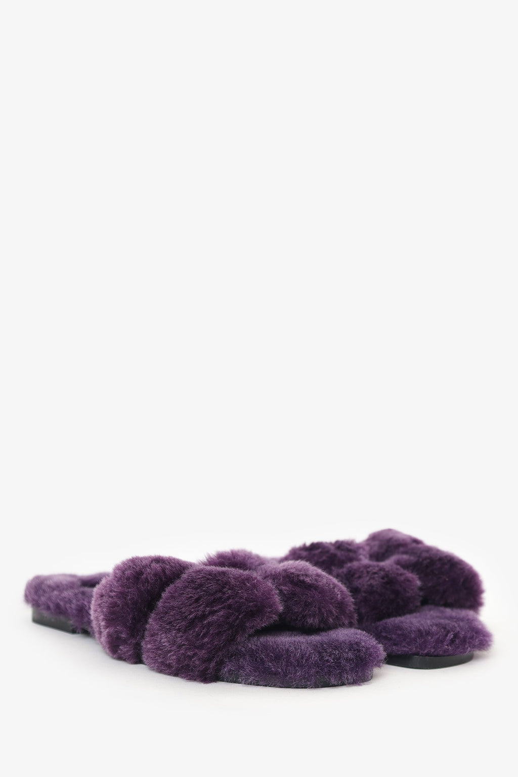 Hermès Violet Shearling 'Oran' Sandals Size 38