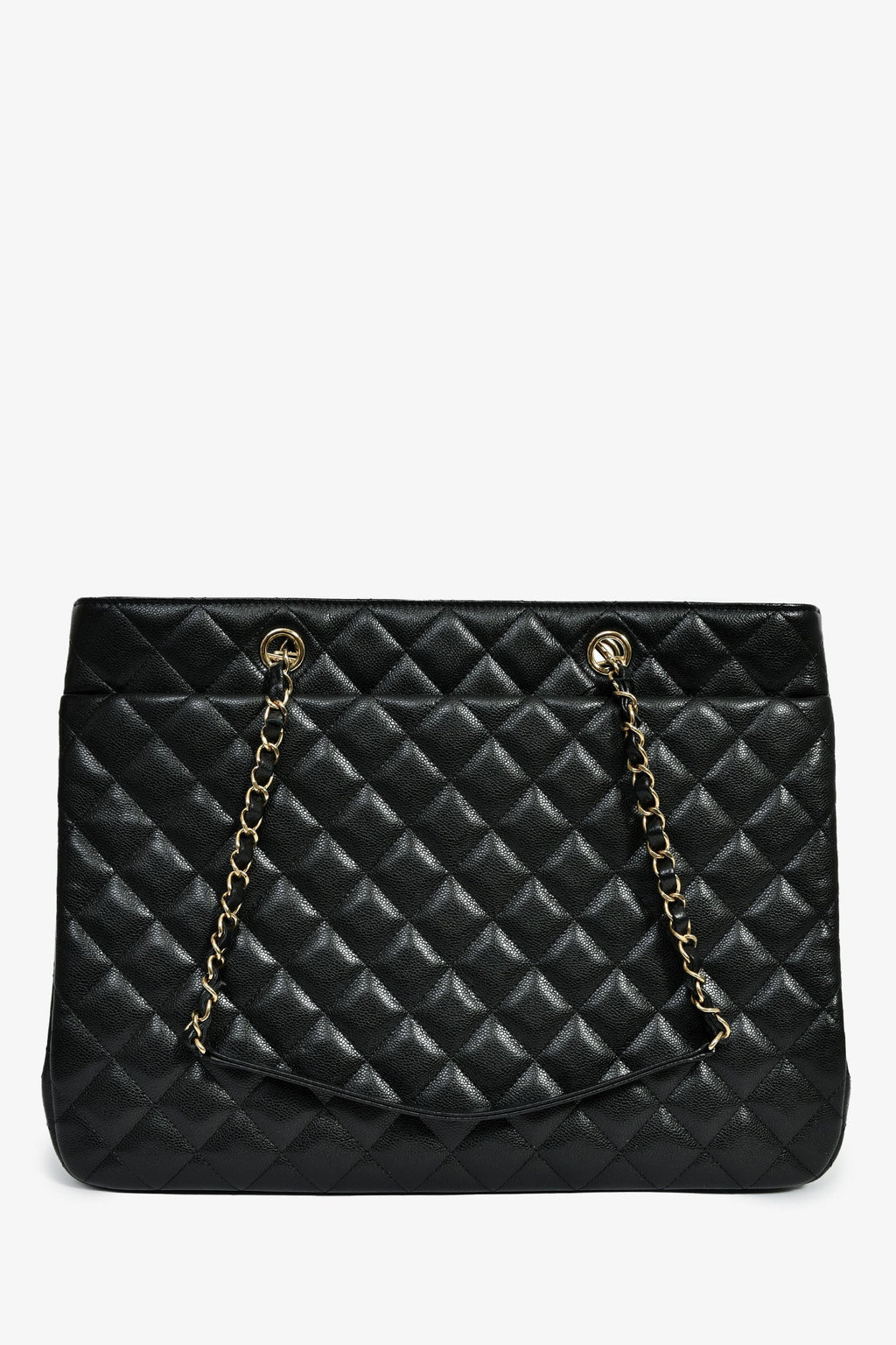 Pre-Loved Chanel™ 2022+ Black Caviar CC Logo Interlocking Timeless Shopper Tote