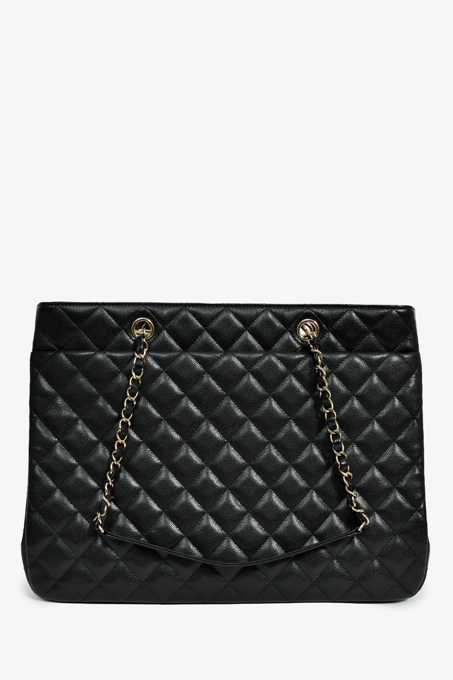 Pre-Loved Chanel™ 2022+ Black Caviar CC Logo Interlocking Timeless Shopper Tote