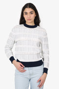 Pre-Loved Chanel™ White/Navy Knit Sweater Size 34