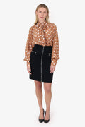 Louis Vuitton Black Wool Zip Detail Pencil Skirt Size 38