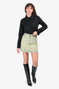 Gucci Light Wash Denim Monogram Mini Skirt Size 36