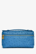 Loro Piana Blue Ostrich Leather L19 Top Handle Bag