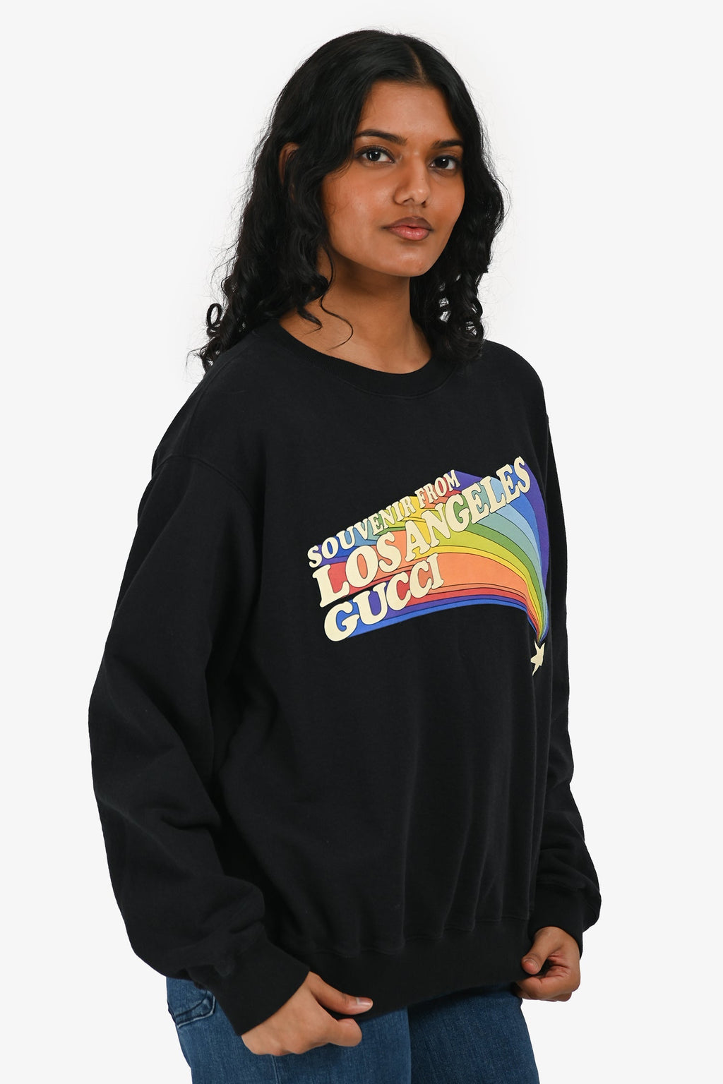 Gucci Black Cotton 'Souvenir from Los Angeles' Graphic Crewneck Sweater Size S