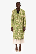 Gucci 2016 Green/Cream Cotton Embroidered Single Breasted Coat Size 46