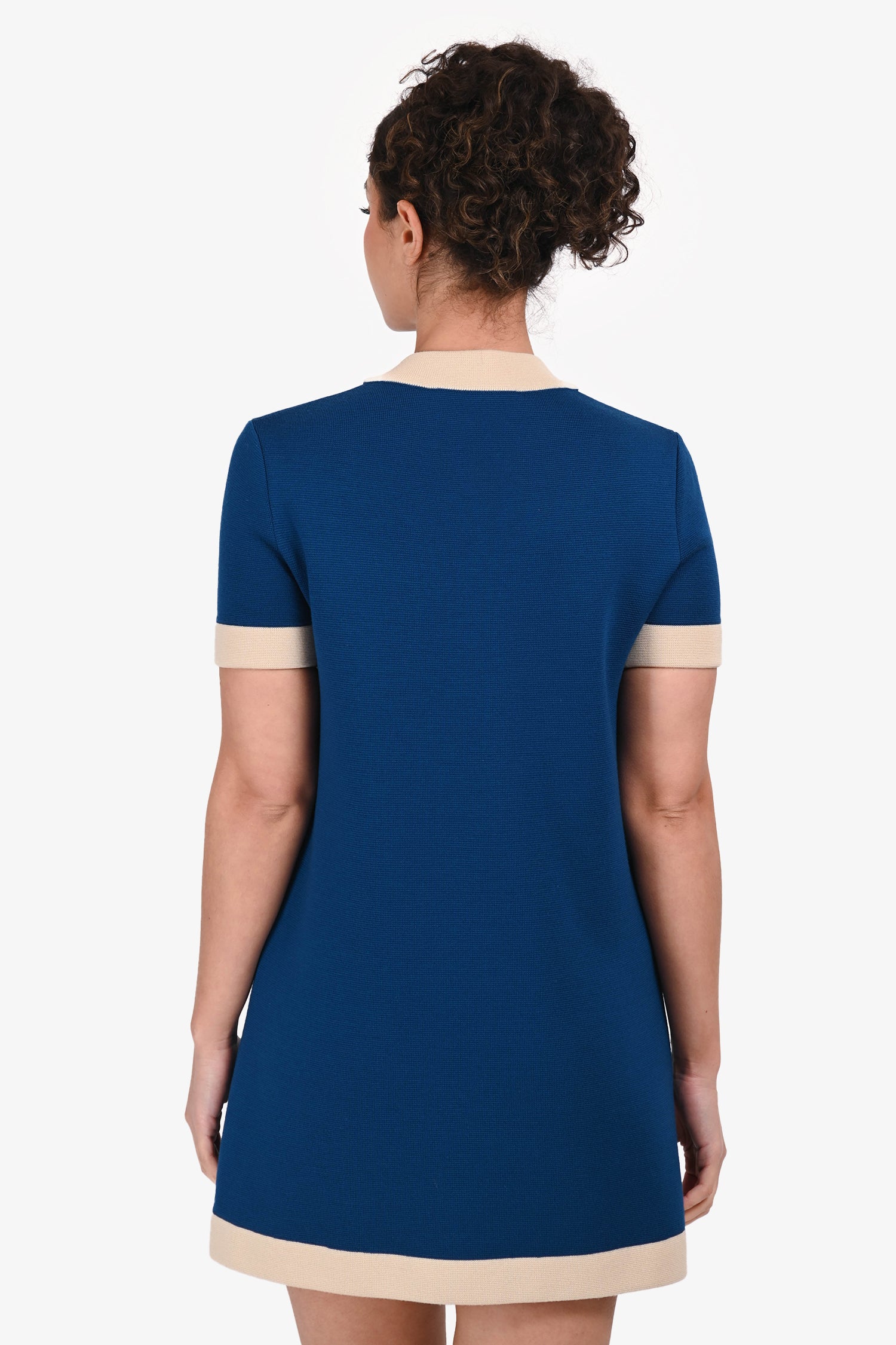 Gucci Blue/Cream GG Logo Short Sleeve Dress Size XS