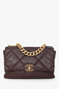 Pre-Loved Chanel™ 2019-20 Burgundy Leather Large 19 Flap Chain Bag