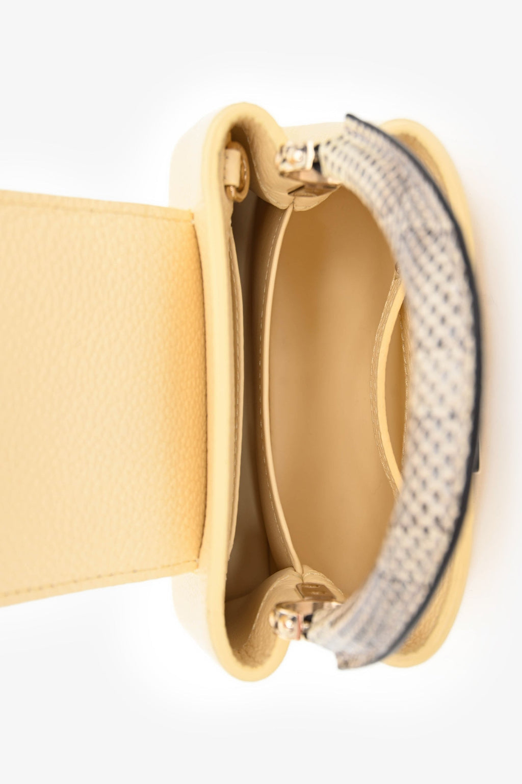 Louis Vuitton Pale Yellow Grained Leather Python Trim Mini Capucines Top Handle with Strap