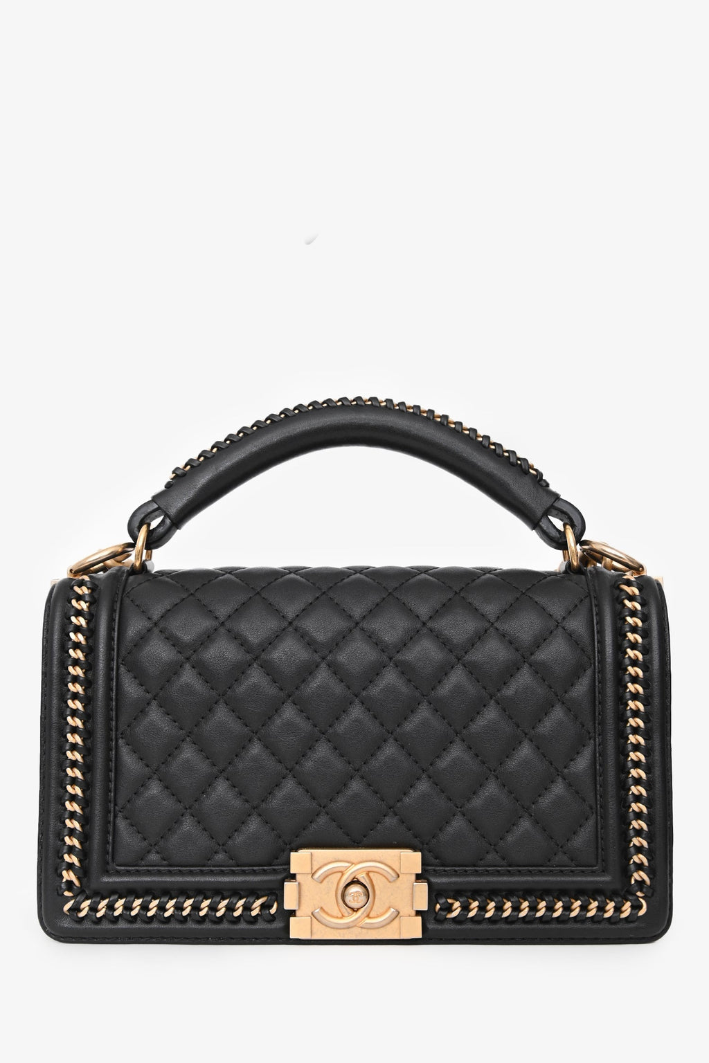 Pre-Loved Chanel™ 2016/17 Black Quilted Leather Medium Chain Top Handle Bag
