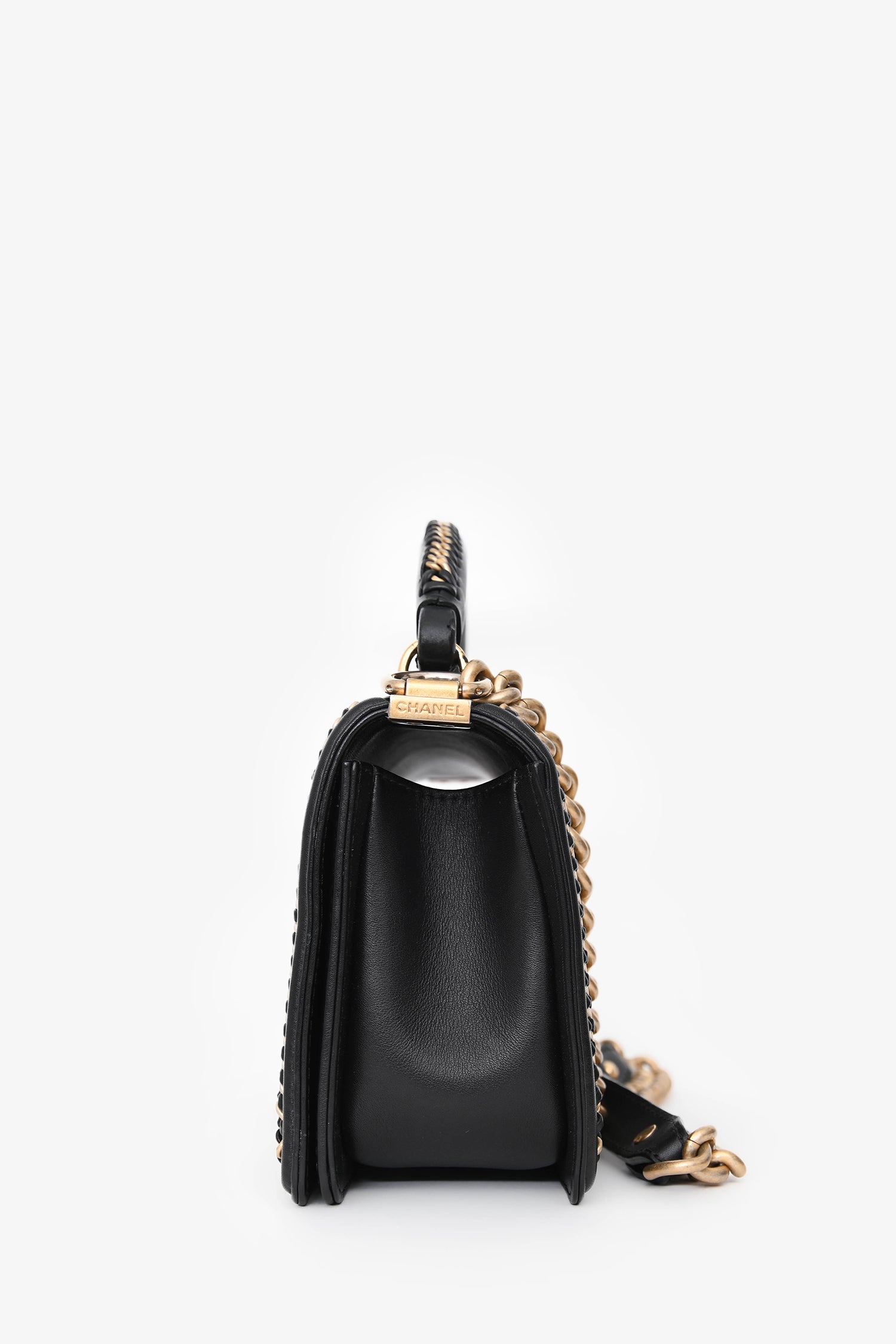 Pre-Loved Chanel™ 2016/17 Black Quilted Leather Medium Chain Top Handle Bag