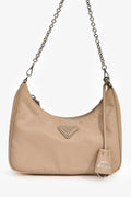 Prada Beige Re-Nylon Re-Edition 2005 Crossbody Bag with Chain & Pouch