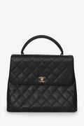Pre-Loved Chanel™ 2002/03 Black Caviar Leather 'Kelly' Top Handle