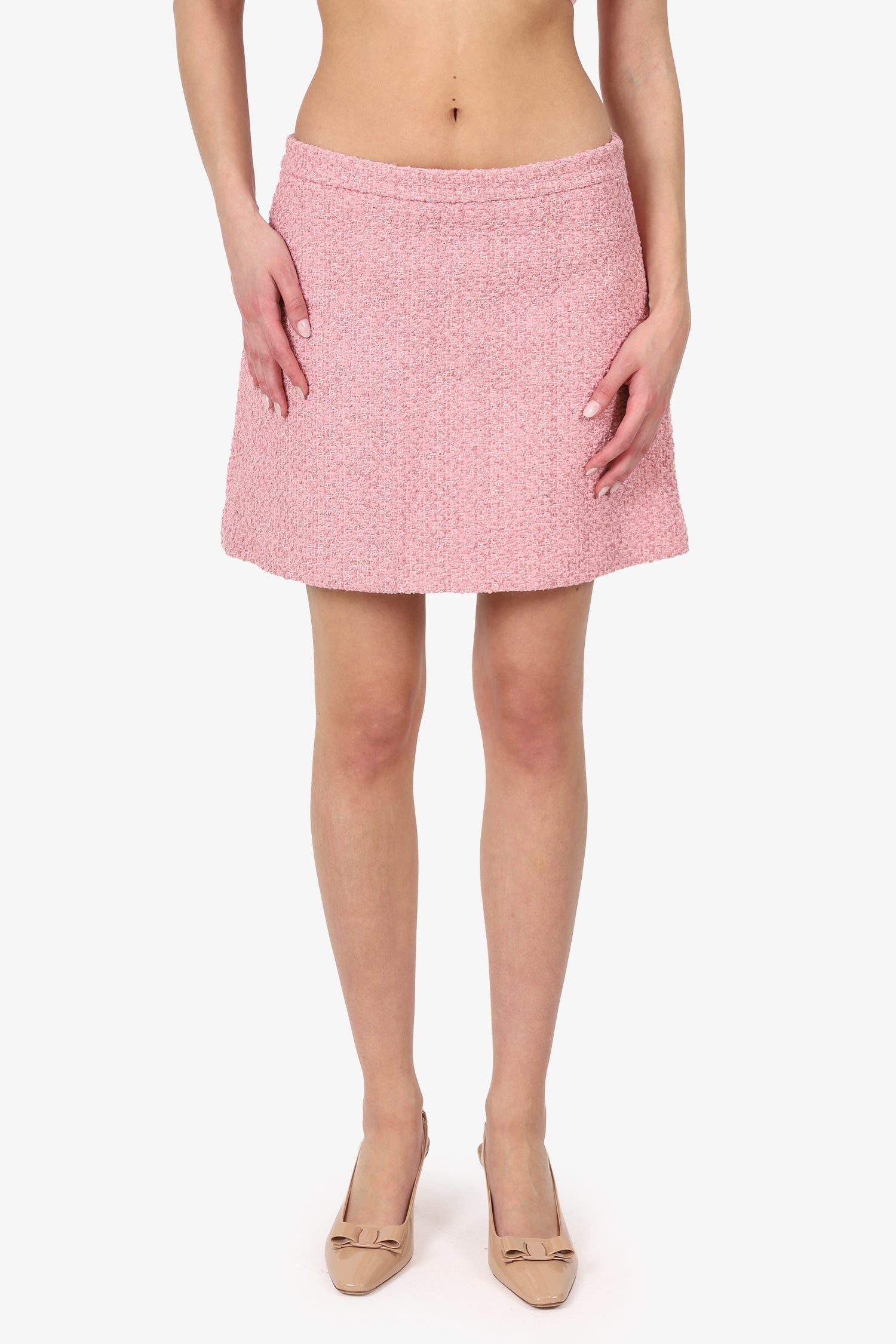 Gucci Pink Tweed Short Skirt Size 46