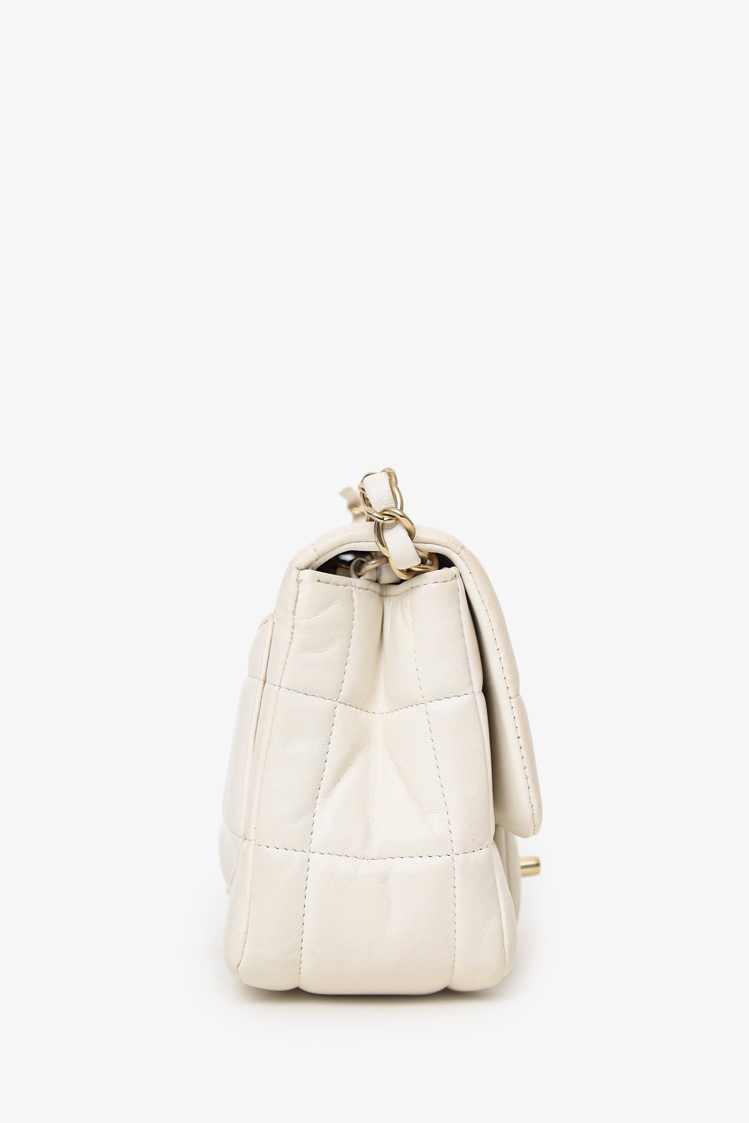 Pre-Loved Chanel™ 2023 White Quilted Lambskin Resin Crystal Monacoco Mini Square Flap Bag
