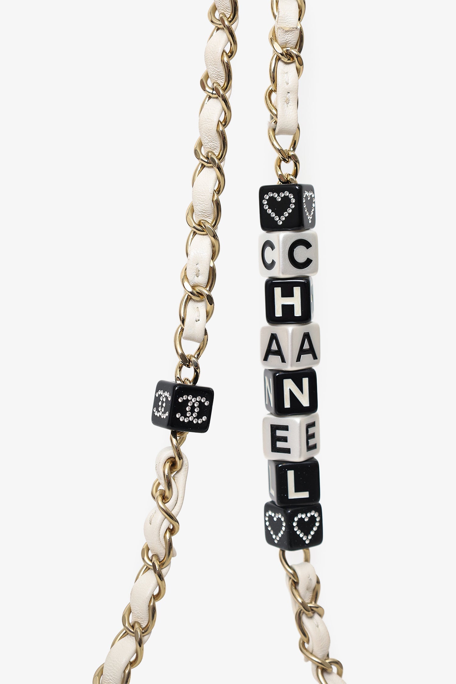 Pre-Loved Chanel™ 2023 White Quilted Lambskin Resin Crystal Monacoco Mini Square Flap Bag