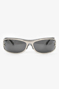 Pre-Loved Chanel™ Grey Glitter Slim Shield Crystal CC Sunglasses