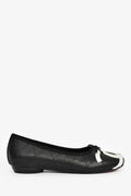 Pre-Loved Chanel™ 2004 Black/White 'Cambon' CC Ballet Flats Size 36