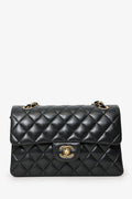 Pre-Loved Chanel™ Black Lambskin Leather Small Classic Double Flap GHW