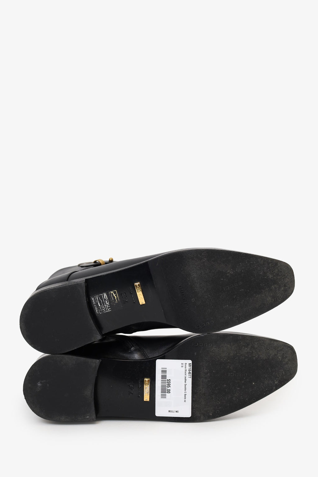 Gucci Black Leather Double G Boots Size 37.5