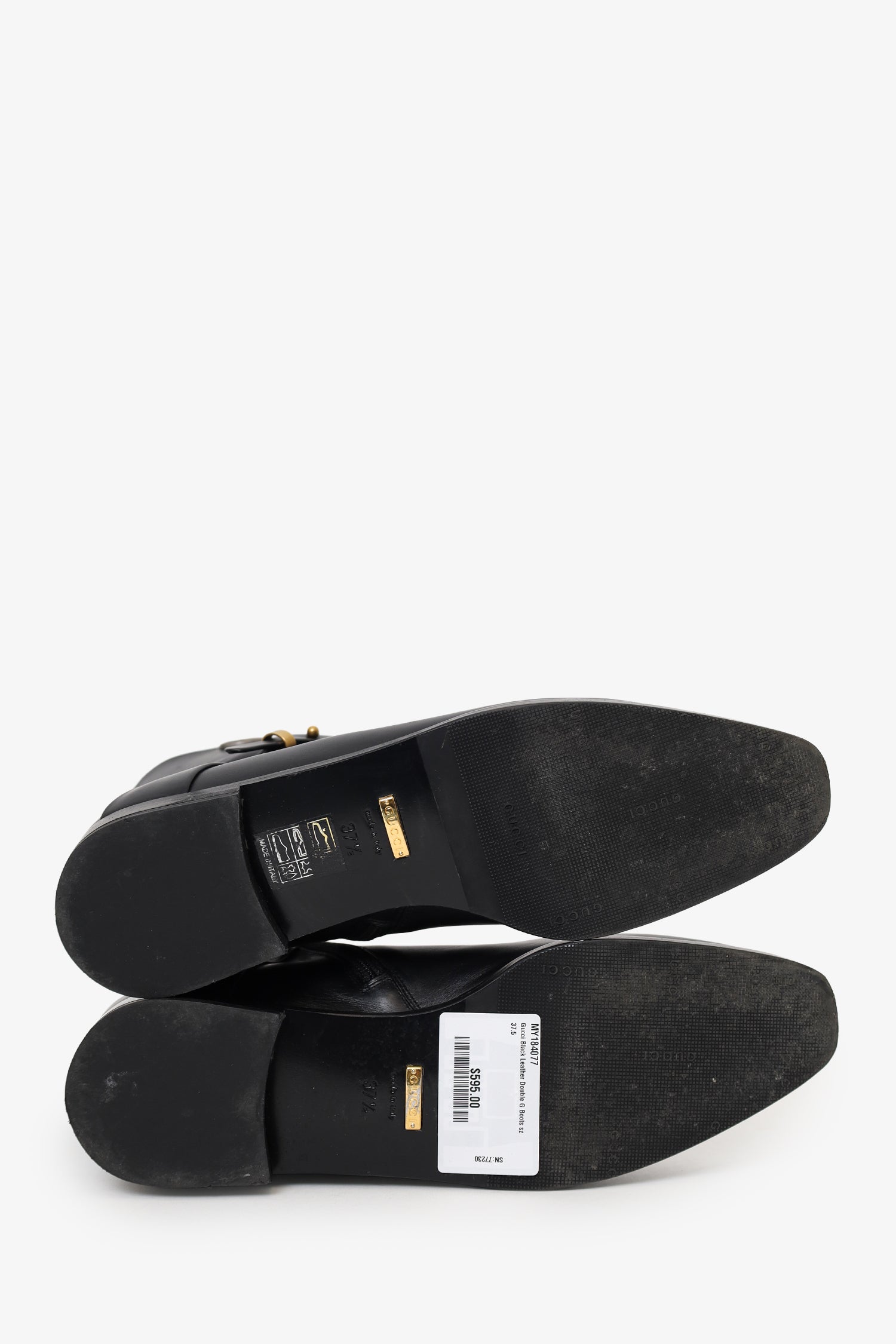 Gucci Black Leather Double G Boots Size 37.5