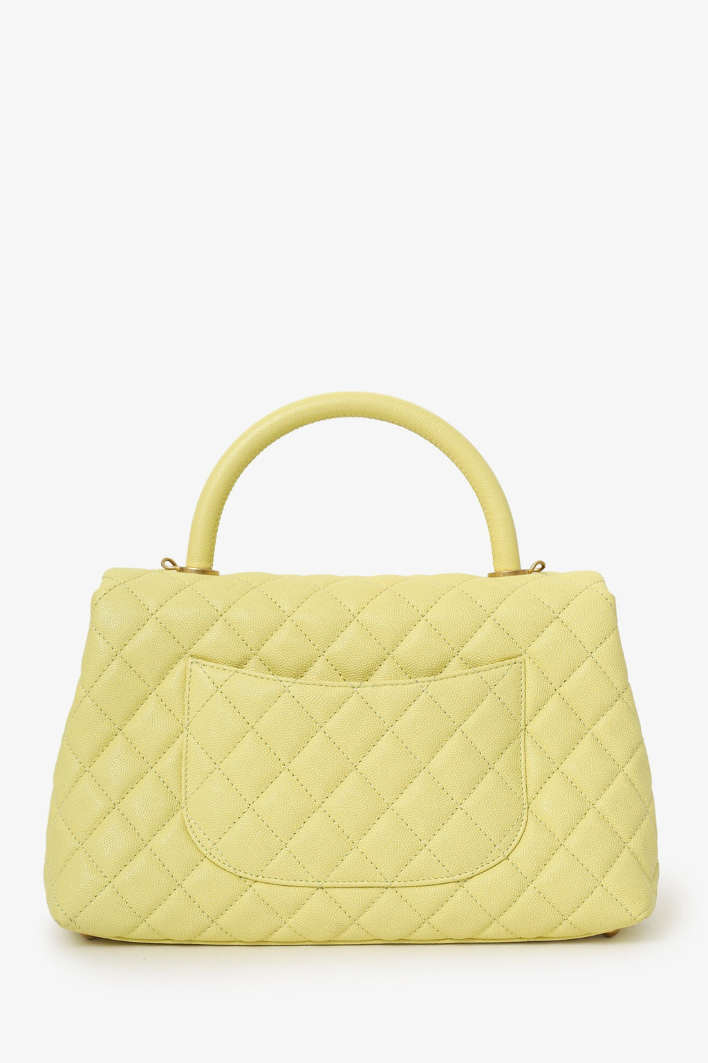 Pre-Loved Chanel™ 2017-18 Yellow Caviar Leather Medium 'Coco' Top Handle With Strap