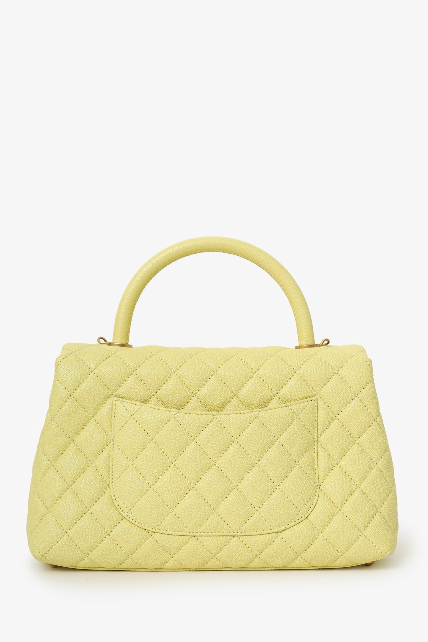 Pre-Loved Chanel™ 2017-18 Yellow Caviar Leather Medium 'Coco' Top Handle With Strap