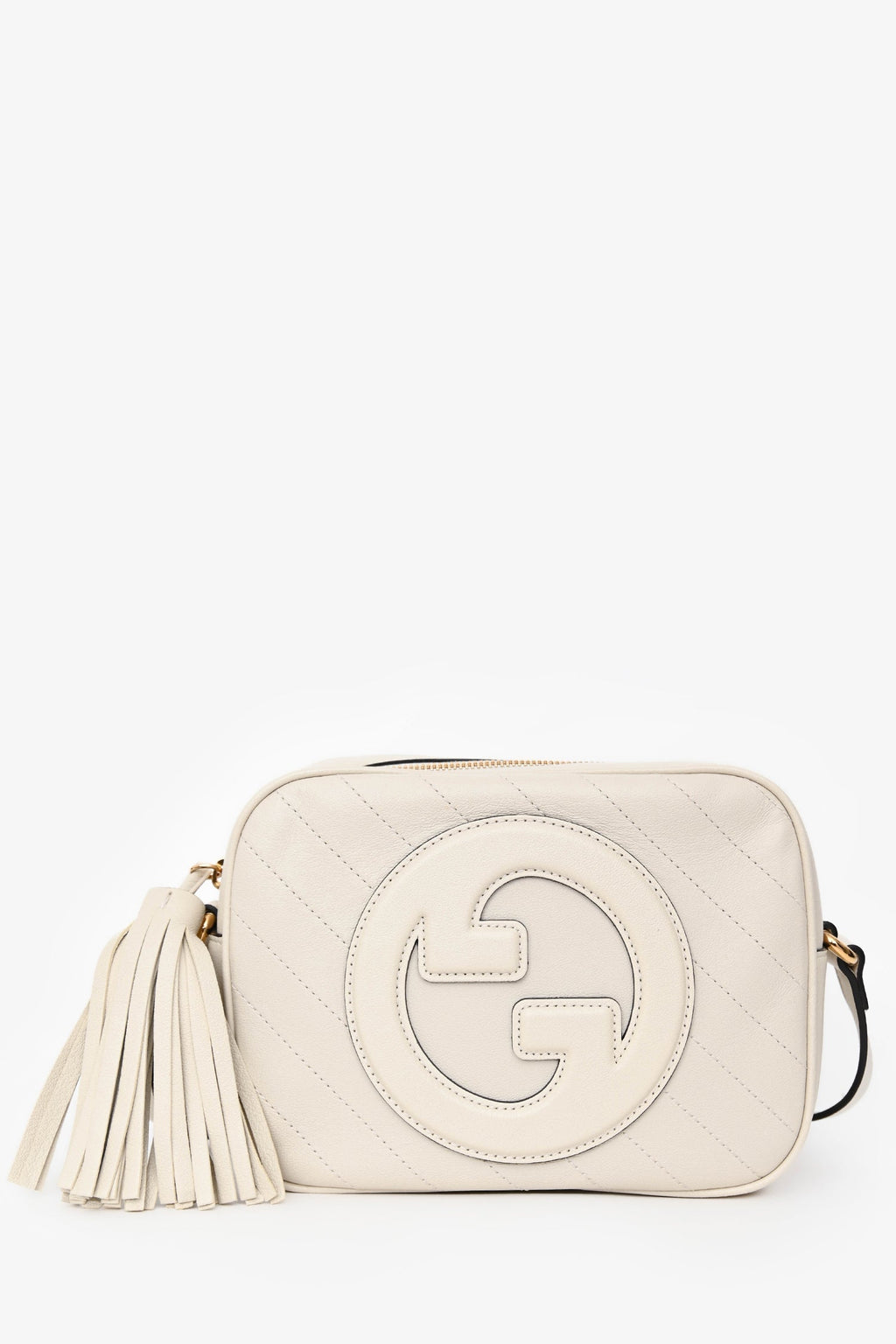Gucci White Leather Small Logo 'Blondie' Crossbody Camera Bag